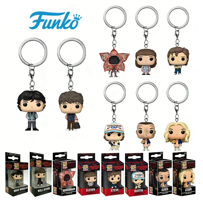 Hot Funko Pop WILL BYERS MIKE WHEELER ELEVEN Demogorgon DUSTIN Barb Keychain Figure Collectible Model Dolls Christmas Gift Toys Ürün ana görseli