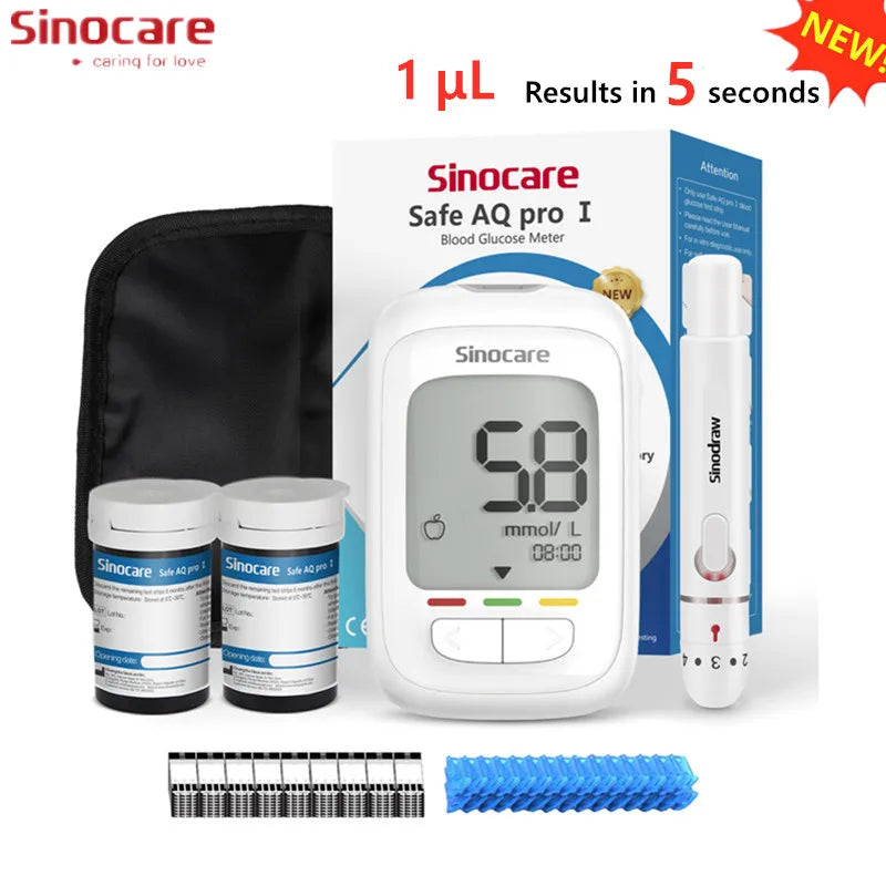 Sinocare Safe AQ pro Ⅰ Blood Glucose Meter Glucometer Kit Diabetes Tester Medical Blood Sugar Meter or Only Test Strips Lancets Ürün ana görseli