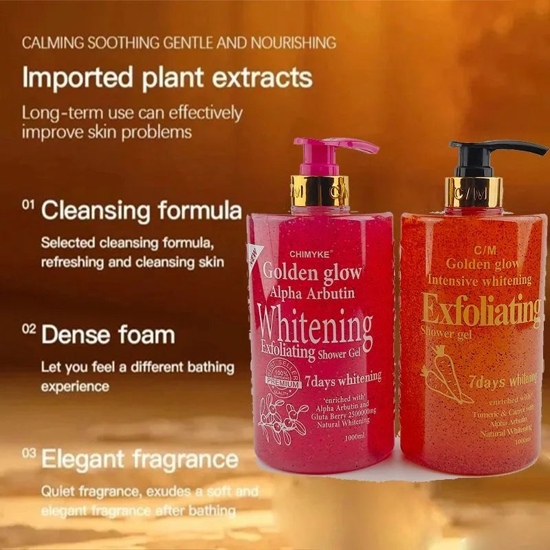 7 Days Golden Glow Alpha Arbutin Brightening Body Wash - Visibly Evens Skin Tone, Hydrates Nourishes for Radiant Skin Shower Gel