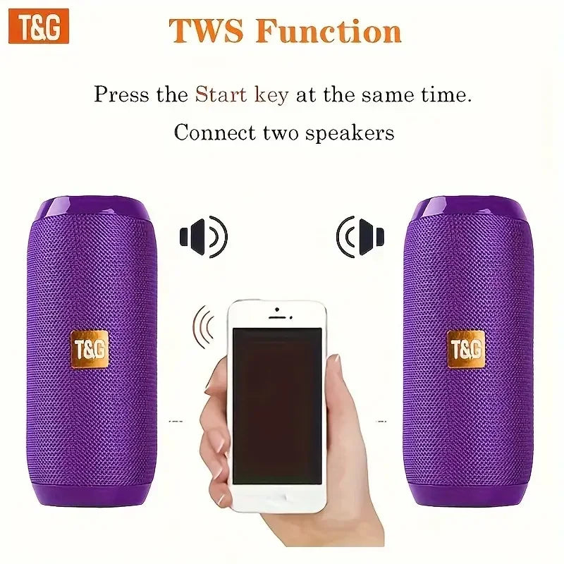 TG117 Portable Outdoor Wireless Bass Speaker With Charging Cable And Aux Cable - FM TF USB Plug-in Card Compatible