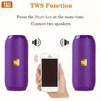 TG117 Portable Outdoor Wireless Bass Speaker With Charging Cable And Aux Cable - FM TF USB Plug-in Card Compatible