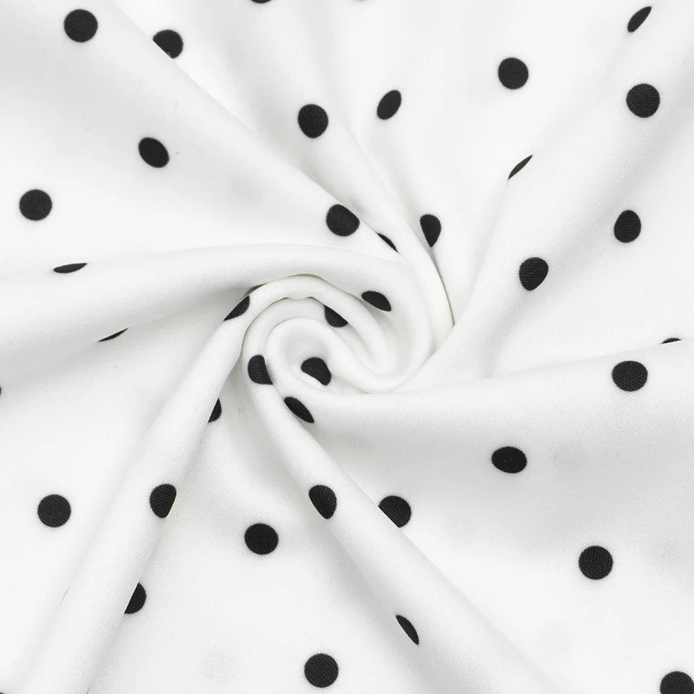 Talenza White Polka Dot Long Dress Summer Sexy High-Waisted Vintage Print Sleeveless Dress Casual Party Vacation New Women Dress