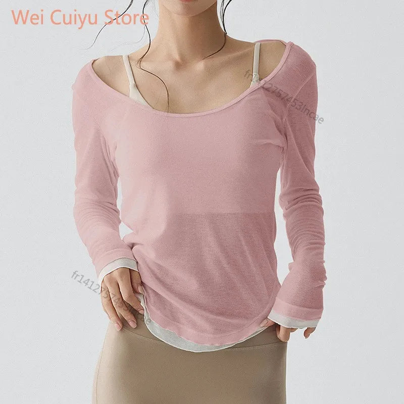 Quick Dry Long Sleeve Yoga Shirt Women Fitness Sports Top Running Gym Workout T-Shirt Female Athletic Active Wear
