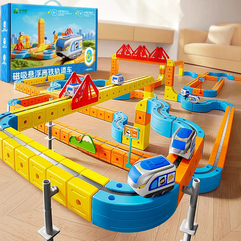 Magnetic Train Toy For Boys Track 1:64 Electric Rail DIY Magic Vehicle Model Toys Education 3 Years Children Gifts Ürün ana görseli