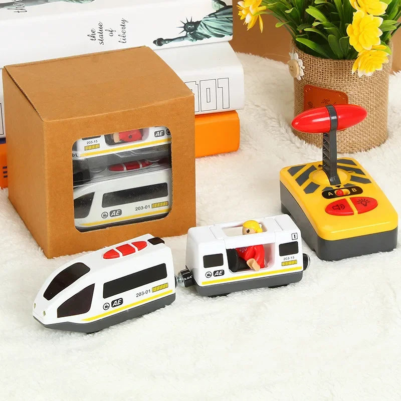 RC Electric Train Set Toys for Kids Car Diecast Slot Toy Fit for Standard Wooden Train Track Railway Battery Christmas Trem Set Ürün ana görseli