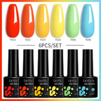 LILYCUTE 6PCS Gel Nail Polish Set Summer Neon Nail Gel Kits For DIY Nail Vernis Semi Permanent UV Lamp Gellak Nail Varnish Set