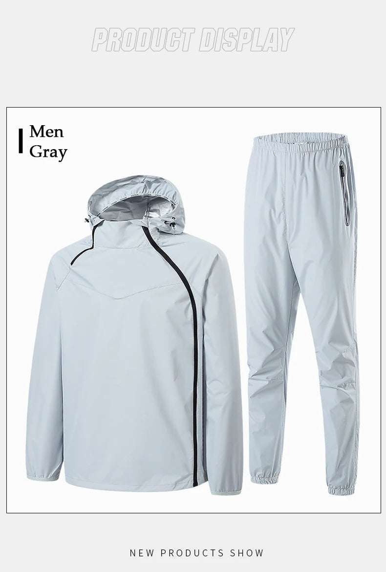 Men Double Zipper Sport Fitness Running Set Women Double Zipper Running Fitness Weight Loss Sweating Sweating Easy Lose Fat Set