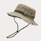 1pc Sun Hat Boonie Hat Washed Bucket Hat Packable Outdoor Fishing Hunting Hat Strap Adjustable Chin Strap for Men and Women