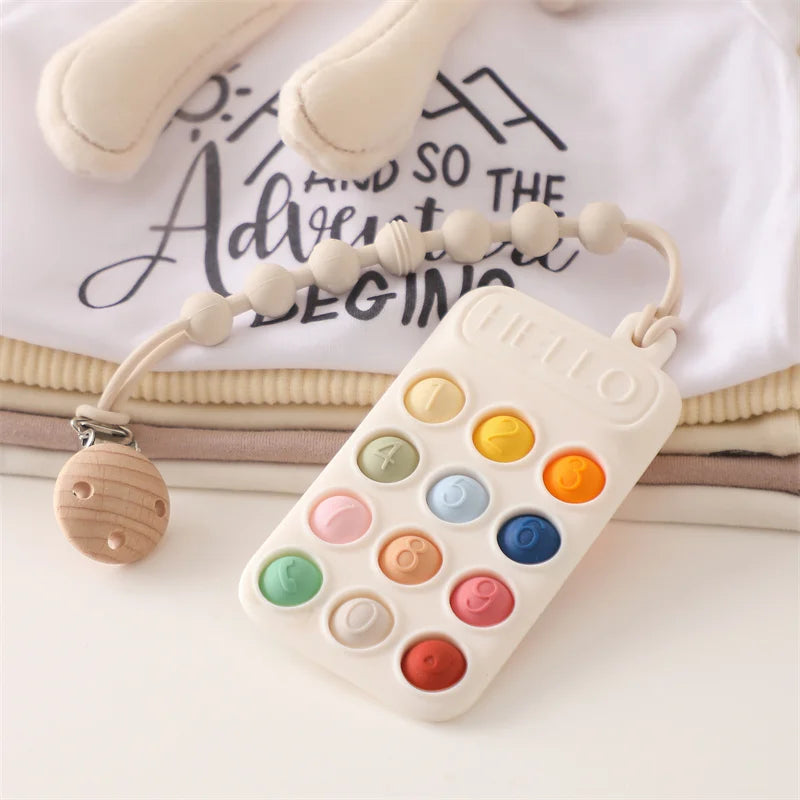 Baby Wooden Bear Phone Teether Toy Telephone Sleeping Pacifier Teething Flip Simulation Phone Toys Early Educational Toy Gifts