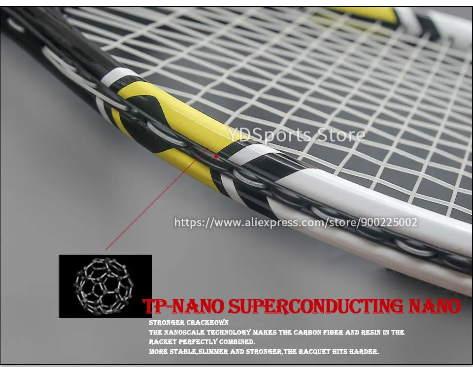 Professional Unisex Carbon Fiber Tennis Racket With Bag Training Paddle Rackets For Adult Men Women Ultra Light Racquet