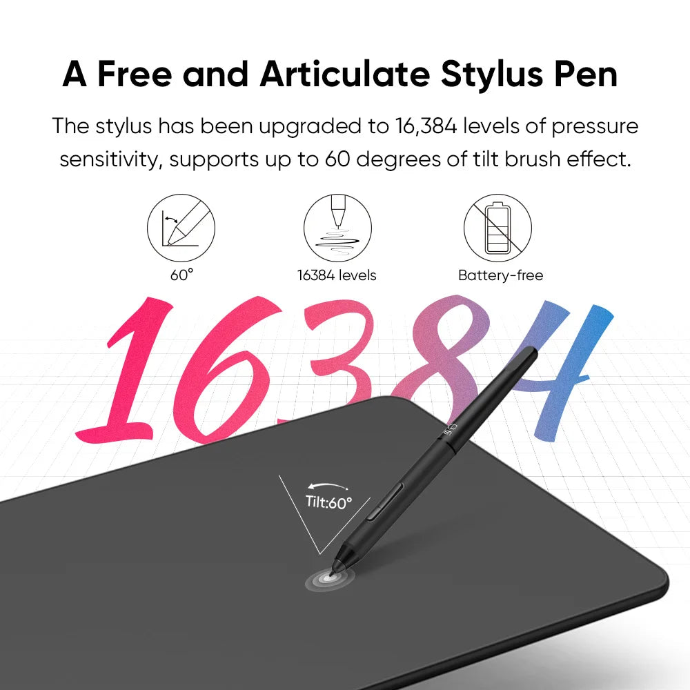XPPen Deco 01 V3 Graphic Digital Drawing Tablet 10*6 inch 8 shortcut keys 16384 levels 60 Degrees Tilt for Windows mac Android Secondary image