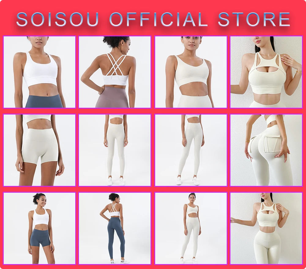 SOISOU Nylon Yoga Pants Gym Leggings Women Girl Fitness Soft Tights High Waist Elastic Breathable No T Line Sports Pants