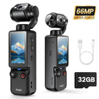 4K HD Video Recording Camera with 1.9" CMOS, USB Rechargeable, 180° Rotating Action Camcorder for Vlogging, Live Streaming