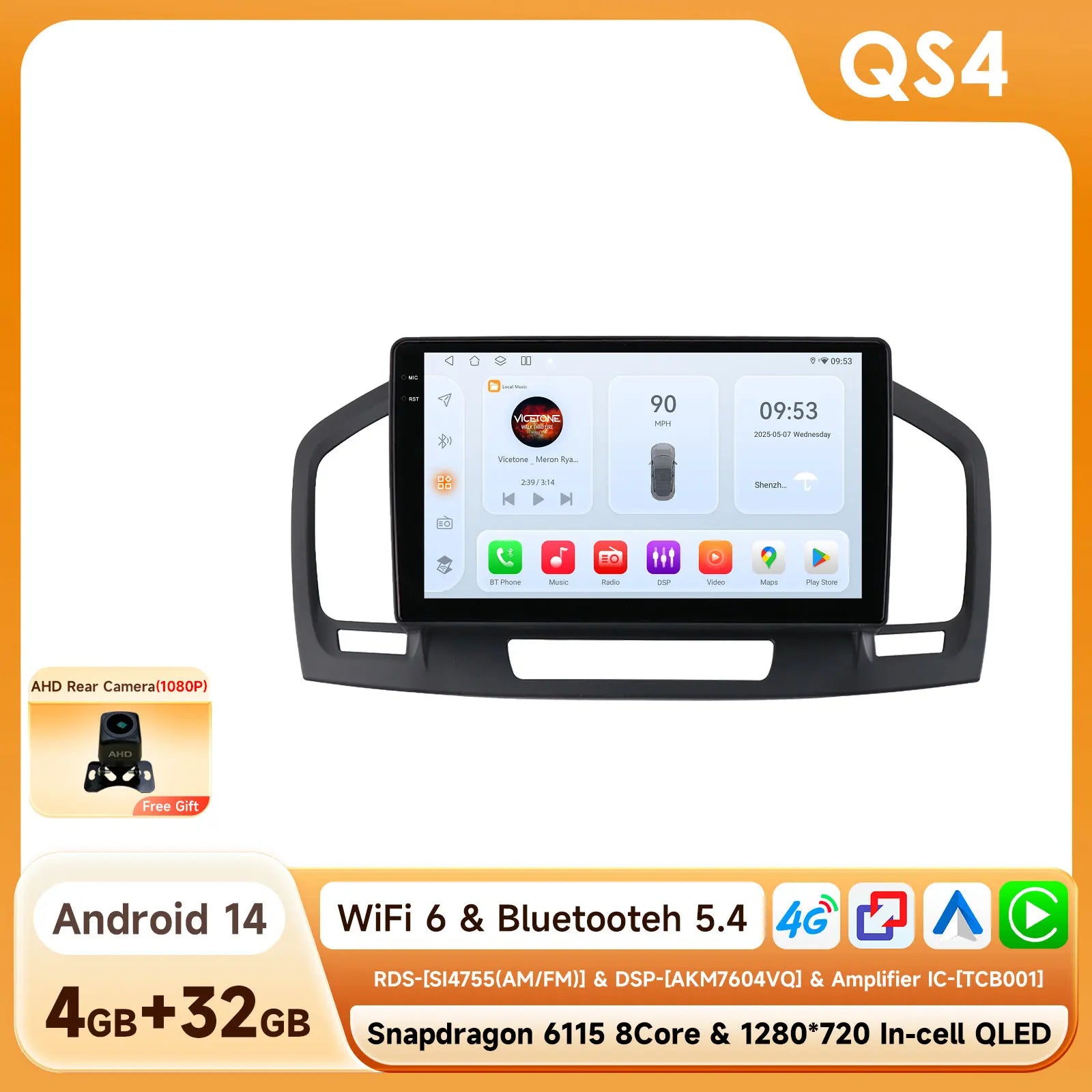 9inch 7862 QLED Screen 2din Android Car Radio Multimedia Video Player for Buick Regal 1 Opel Insignia GPS Navi Carplay 4G RDS BT