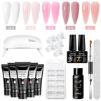24PCS/Set 20ml Poly Naili Extension Gel  Kit Mini UV Lamp Sealer With Base Top Coat Professional Poly UVNail Gel Kit Starter Kit