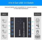 MZX 4x4 USB 3.0 Switch Selector KVM Switcher Hub 3 0 Cable PC Laptop Computer Share USB Devices Keyboard Mice Printer KVM Switch