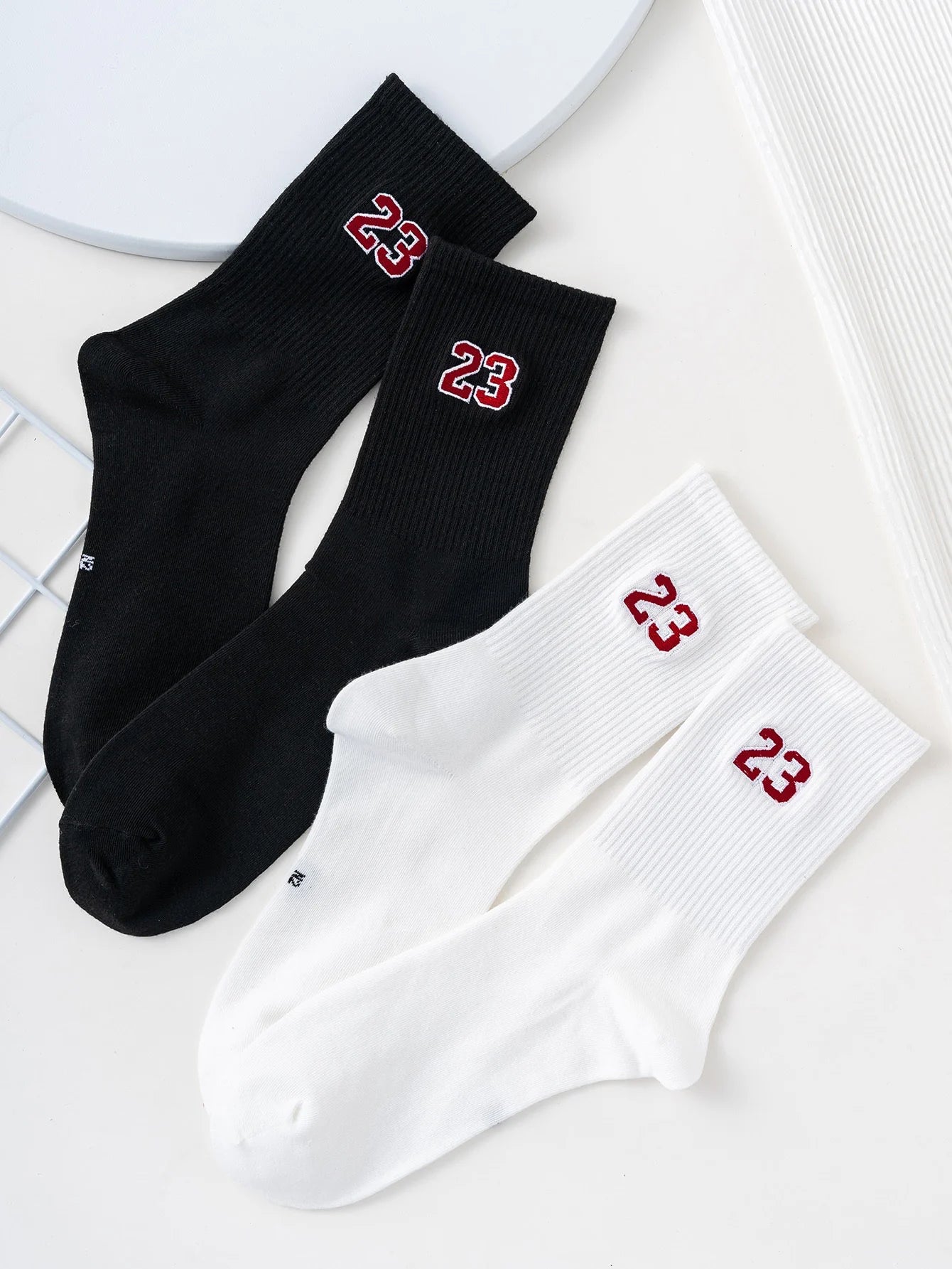 Men's Crew Socks, Classic, Number 23 Design, Comfortable, Breathable, Moisture-Wicking Ürün ana görseli