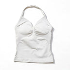 Gym Beautiful Open Back Bra Running Workout Impact Halter Longline Strappy Top Sports Yoga Vest Women's Fitness Tank Top