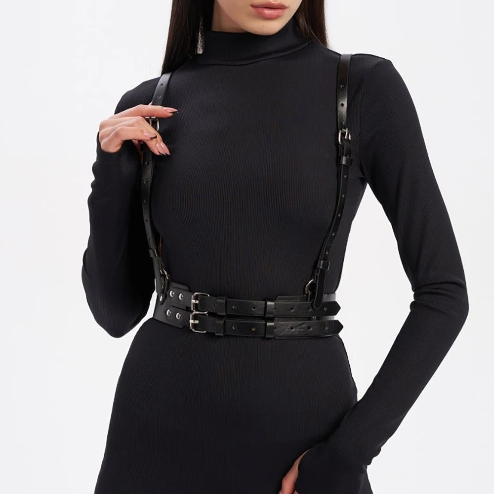 Fashion Leather Harness Belts for Women Adjustable Harness Corst Waist corset belt Suspenders Harness Punk Clothing Accessories Ürün ana görseli