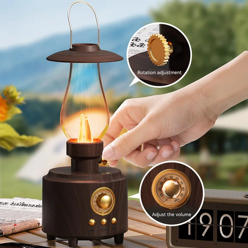 Retro Lamp Style Wireless Bluetooth Speaker with Portable FM Radio and USB Port Bluetooth 5.3 Suitable for Camping Home Decor