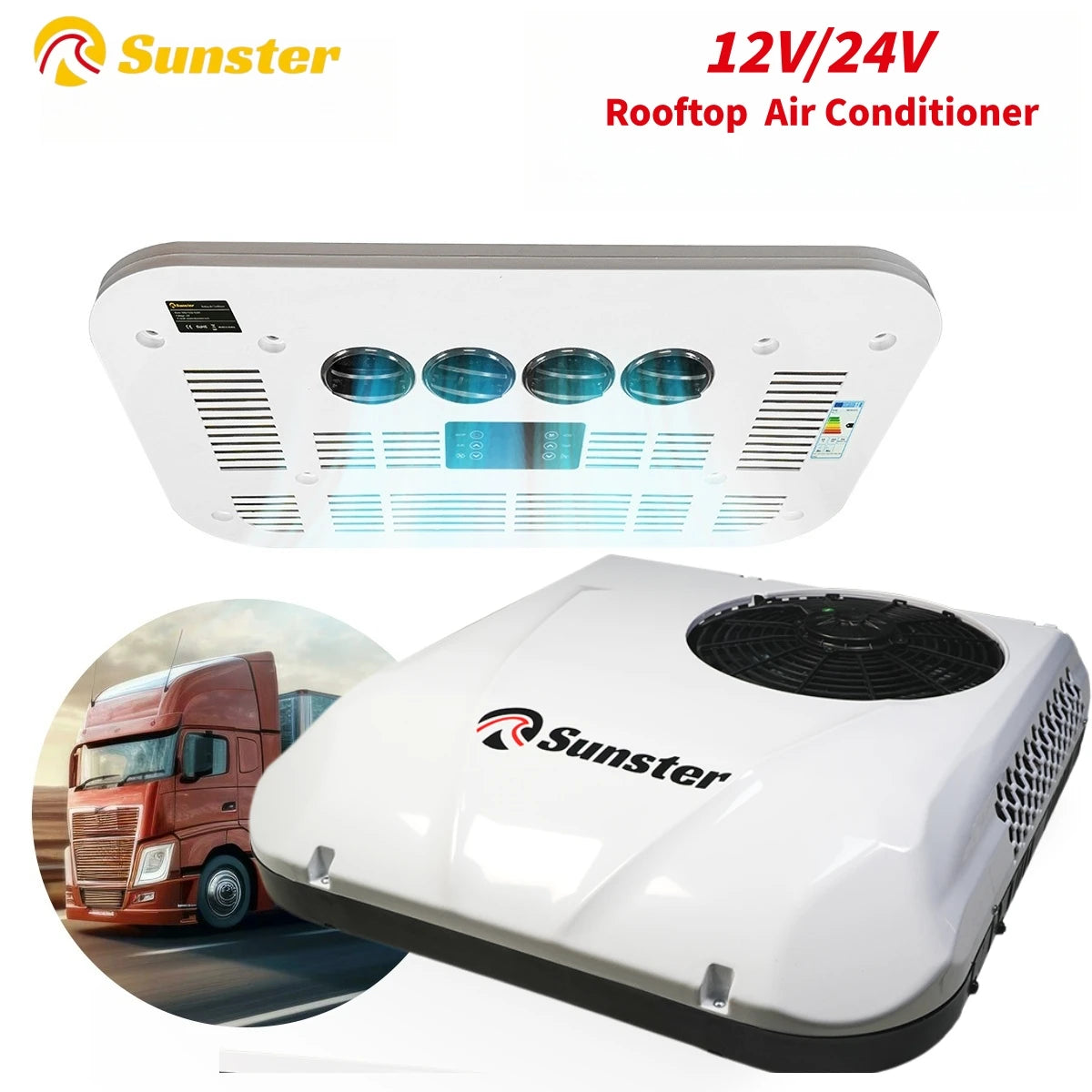 RV Rooftop Parking Air Conditioner 12V/24V DC Electric Cooling Low Noise & 4m³ High Efficiency For Vans, Campers, Motorhomes Main image