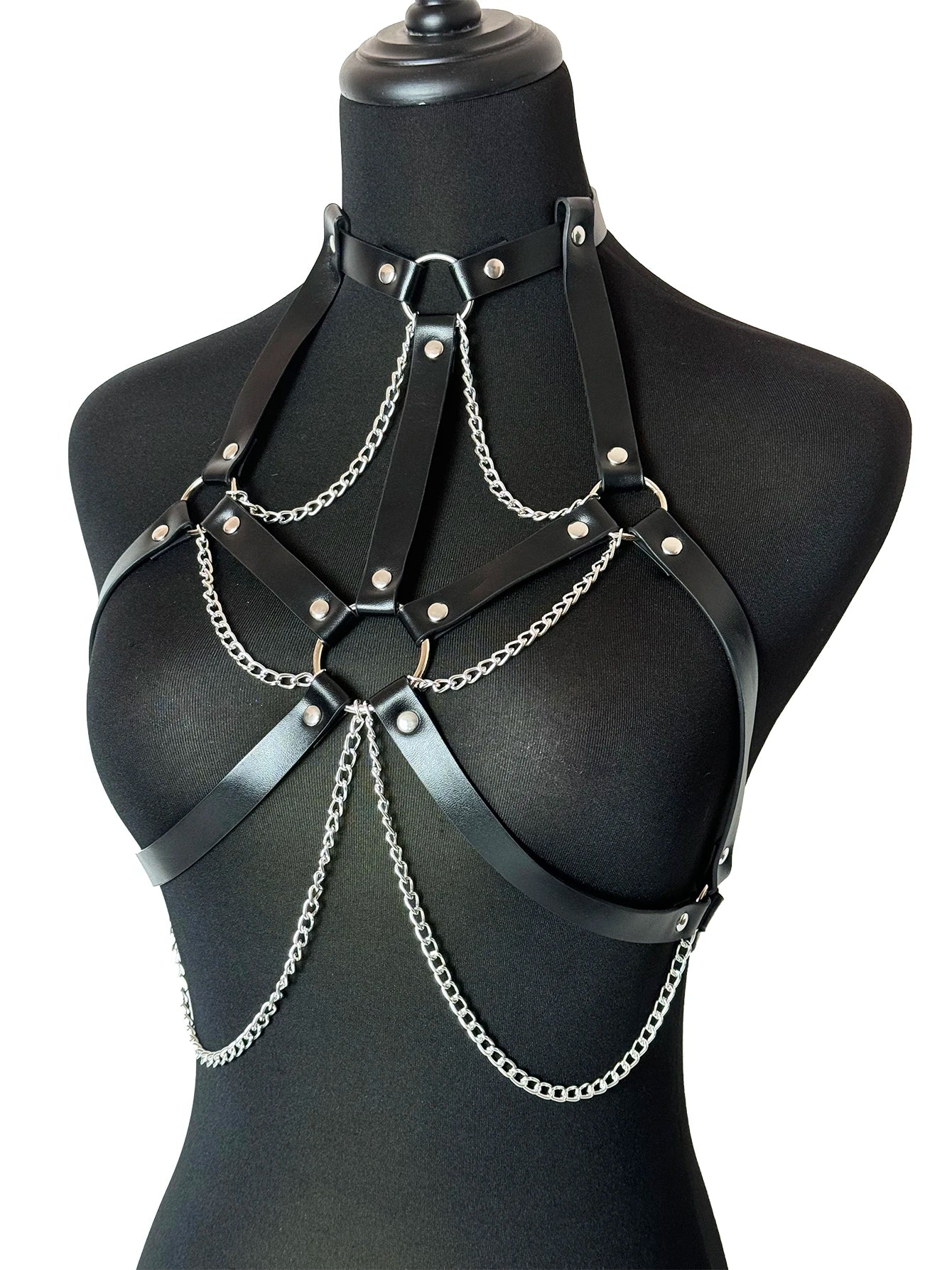 Women Fashion Belt Female Street Style Harness Adjustable Chest Belt with Chain Leather Waistband Gothic Clothing Accessories Ürün ana görseli