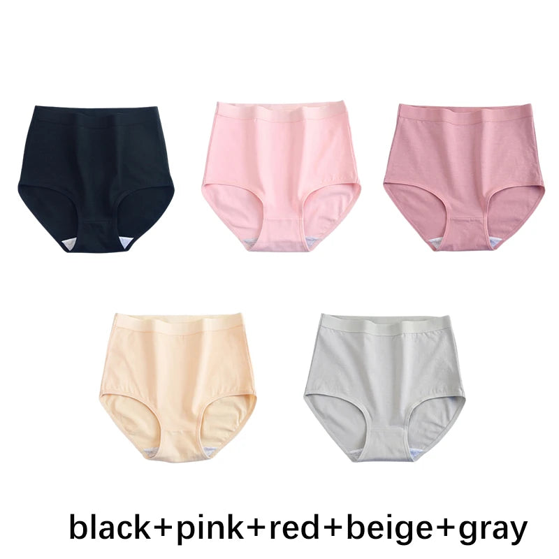 FallSweet 5PCS/set Women’s Cotton Panties Seamless Plus Size Briefs Solid Underwear Soft Breathable Underpants Female Lingerie