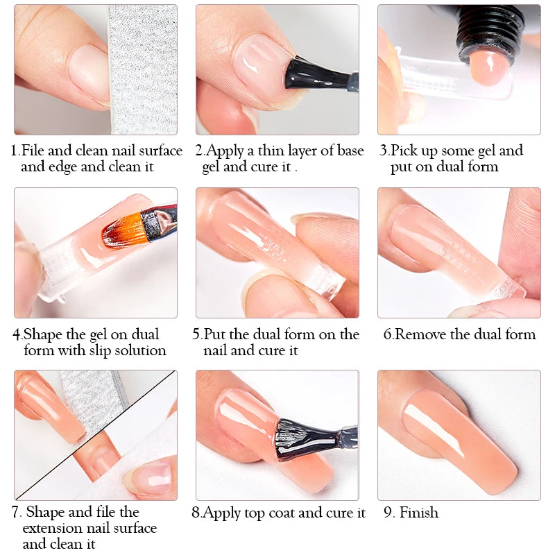 24PCS/Set 20ml Poly Naili Extension Gel  Kit Mini UV Lamp Sealer With Base Top Coat Professional Poly UVNail Gel Kit Starter Kit