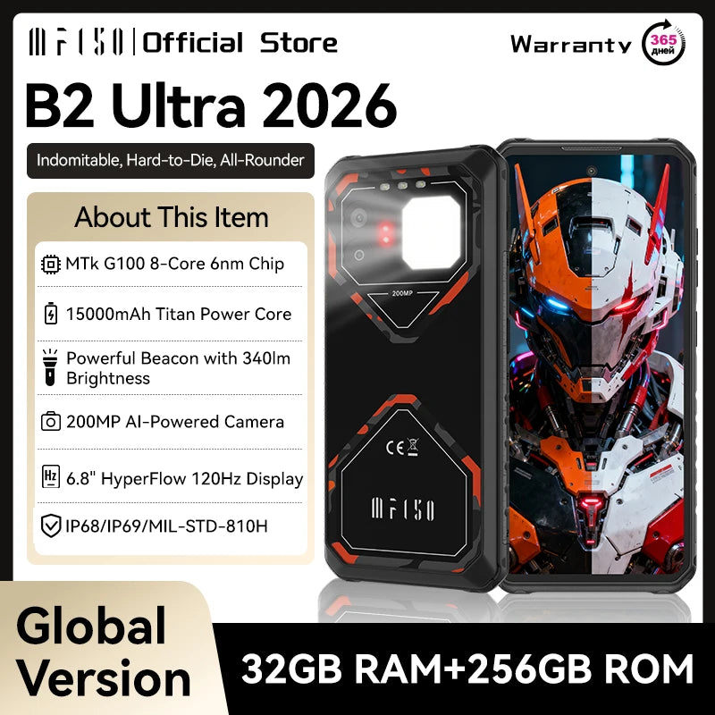 World Premiere IIIF150 B2 Ultra 2026 Rugged Phone MTK G100 Chip 256GB ROM 200MP Main Camera 15000mAh Battery Smartphone Ürün ana görseli
