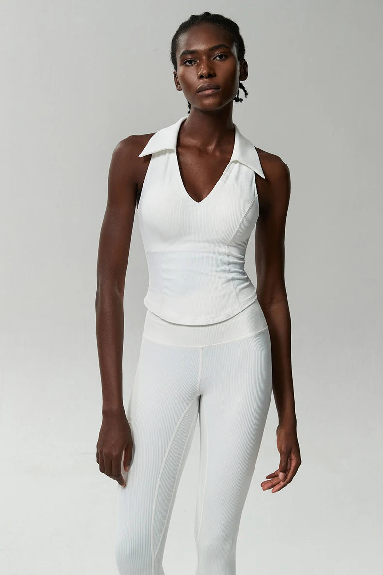 Sleeveless Fitness Yoga Shirt Women Summer Slim Fit V-Neckline Gym Running Top Breathable Quick Dry Sportswear Workout Clothes