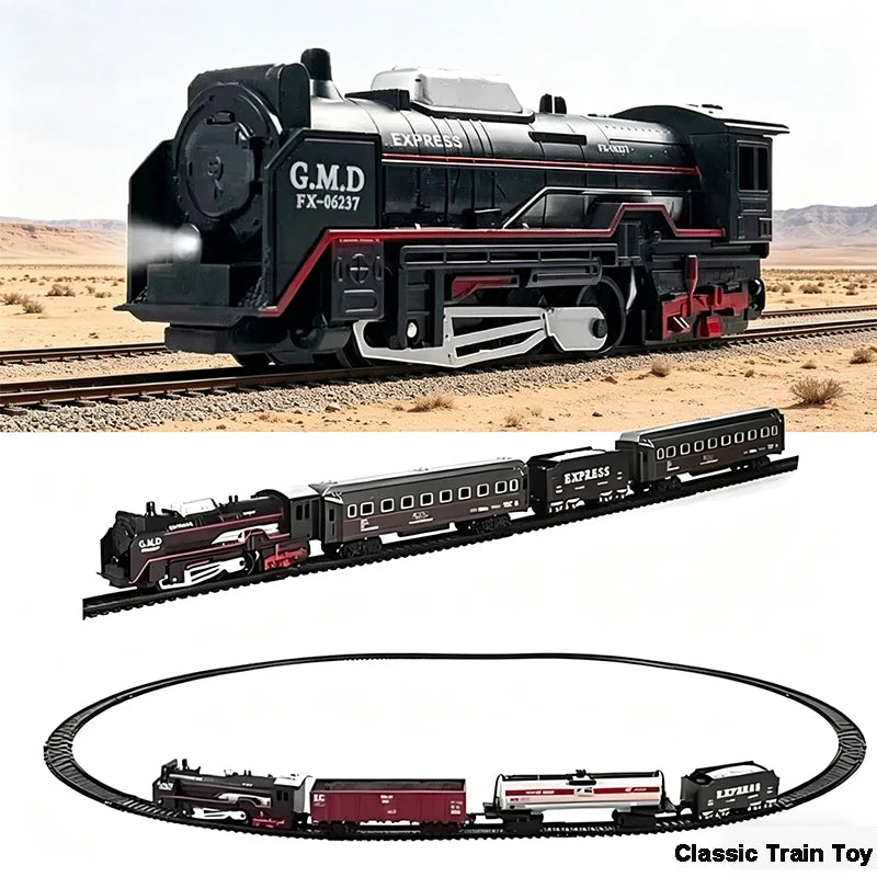 Classical Railway Freight Train Toy Electric Train Track Set with Light Tracks Model Toys for Kids Gift Children Adult Toy Ürün ana görseli
