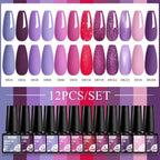 MTSSII 12pcs Gel Nail Polish Set Nude Pink Red Glitter Semi Permanent Soak Off  UV Gel Varnish Manicure Kit Nail Supplies DIY
