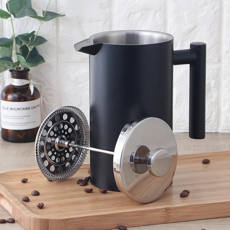 1.5L Coffee Maker French Press Stainless Steel Espresso Coffee Machine French Press Double-Wall Insulated Coffee Tea Maker Pot