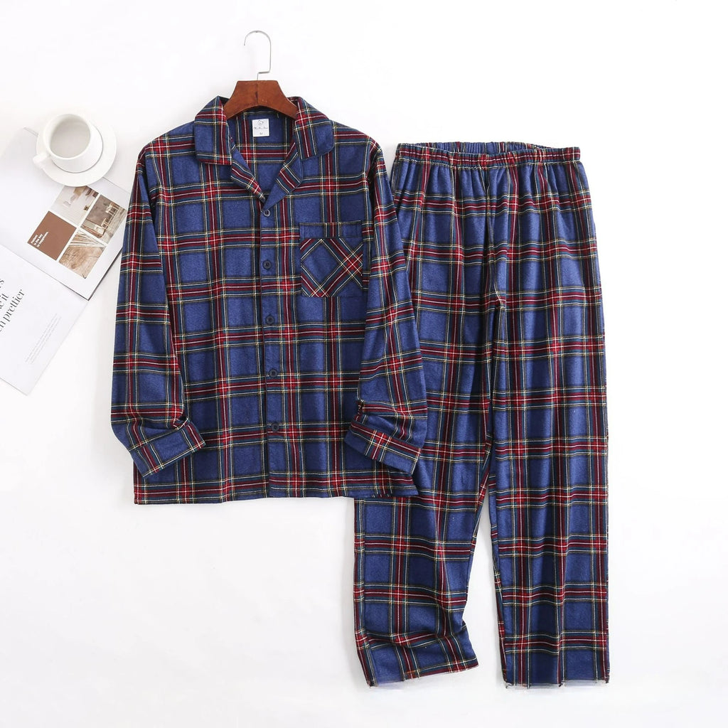 Men's Home Suits Long-sleeved Trousers Suits for Autumn and Winter Pijamas for Men Flannel Plaid Design Pajamas for Men