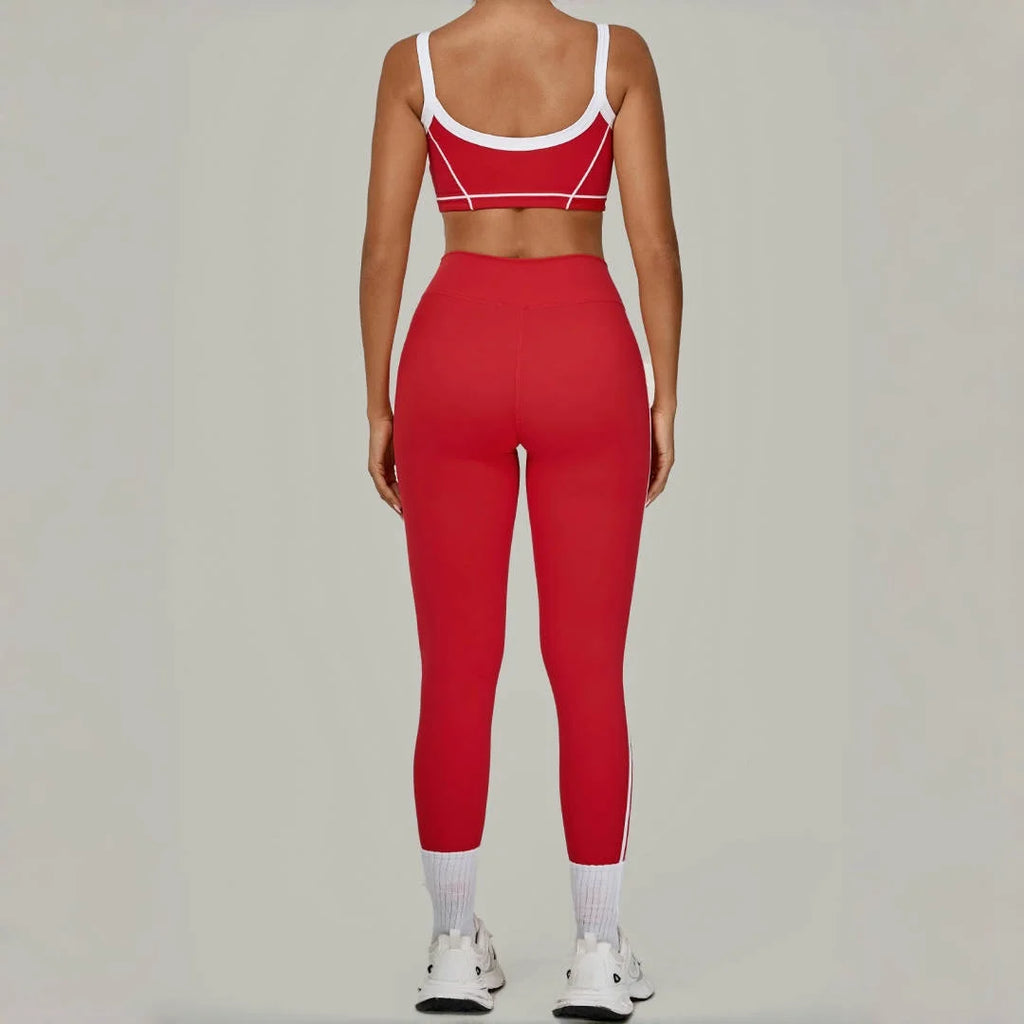 2PCS Women's Yoga Set High Waist Peach Hip Removable Padding Sports Bra Pants Fitness Suit Running Workout Gym Leggings Yoga Set