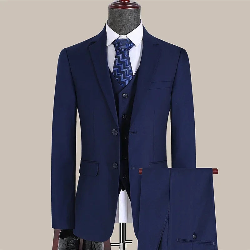 S-7XL Suit New (Blazer+ Vest + Pants) Korean Version of Slim-fit Work Clothes Fashion Business Men Casual Wedding Gentleman Suit Main image