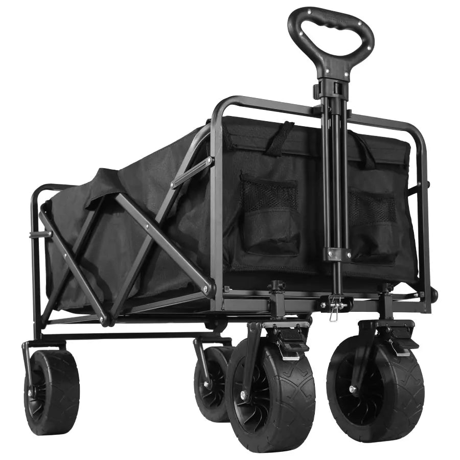 Large Weight Capacity Heavy Duty Wagon Cart Folding Wagon for Outdoor Garden Beach wagon Camping Equipment with Cup Holders Ürün ana görseli