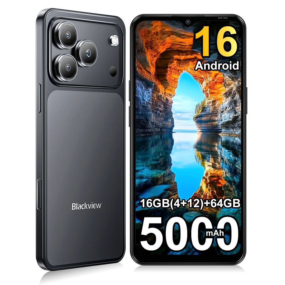Blackview WAVE 7C Smartphone 6.56'' HD+IPS 5000mAh Battery 16GB(4+12)+64GB Unisoc Cell Phone 32MP+13MP 4G Android 16 Dual SIM