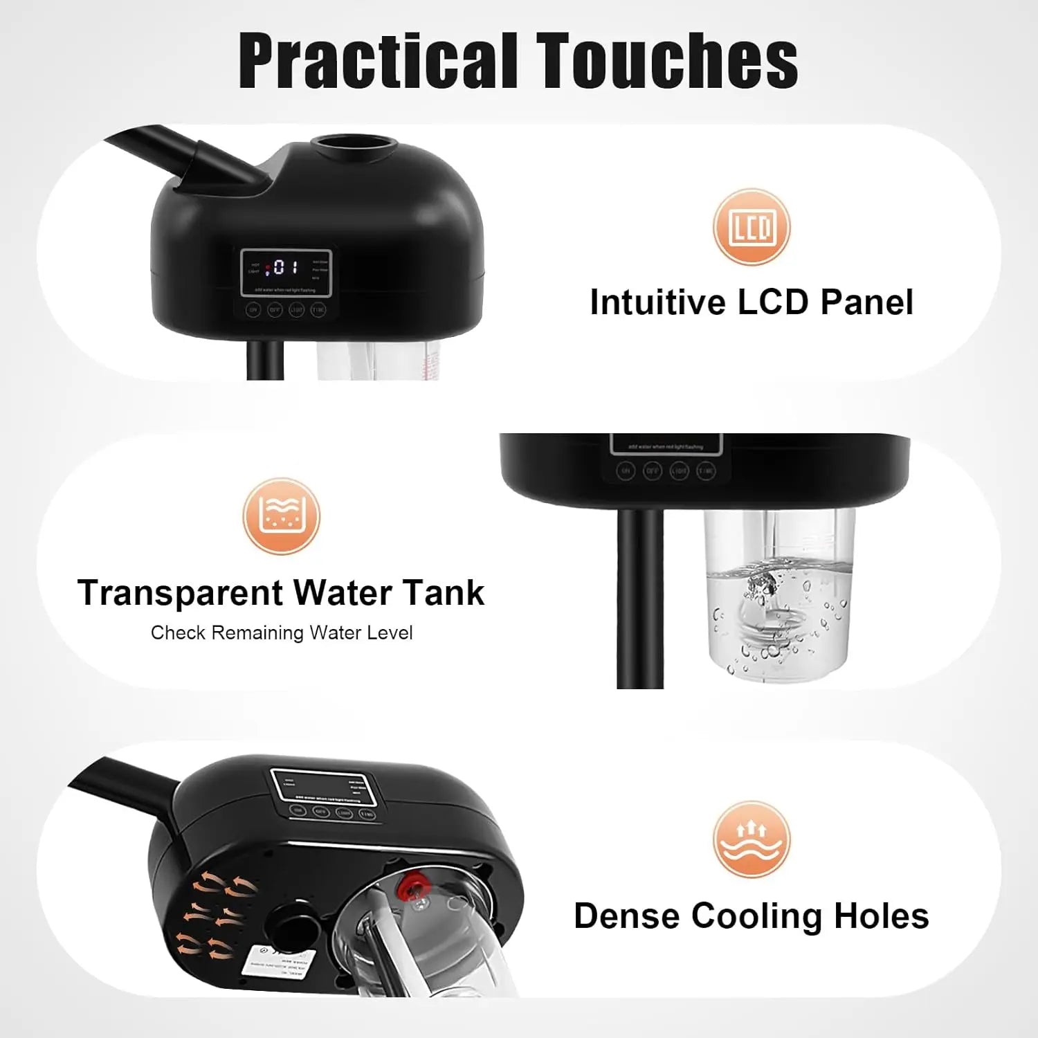 Portable Aesthetic Professional Height Adjustable Facial Steamer with LCD Screen and Wheels, Suitable for Beauty Salons and Home