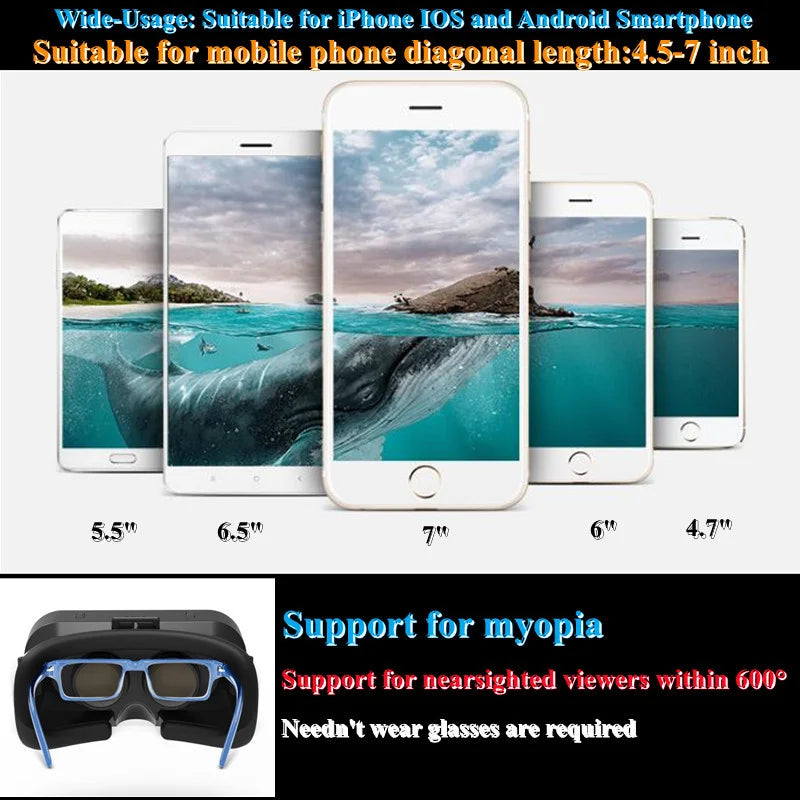 Shinecon Viar Virtual Reality VR Glasses Headset 3D Device Helmet Goggles Lenses For Smartphone Smart Phone Game Cell Mobile Set