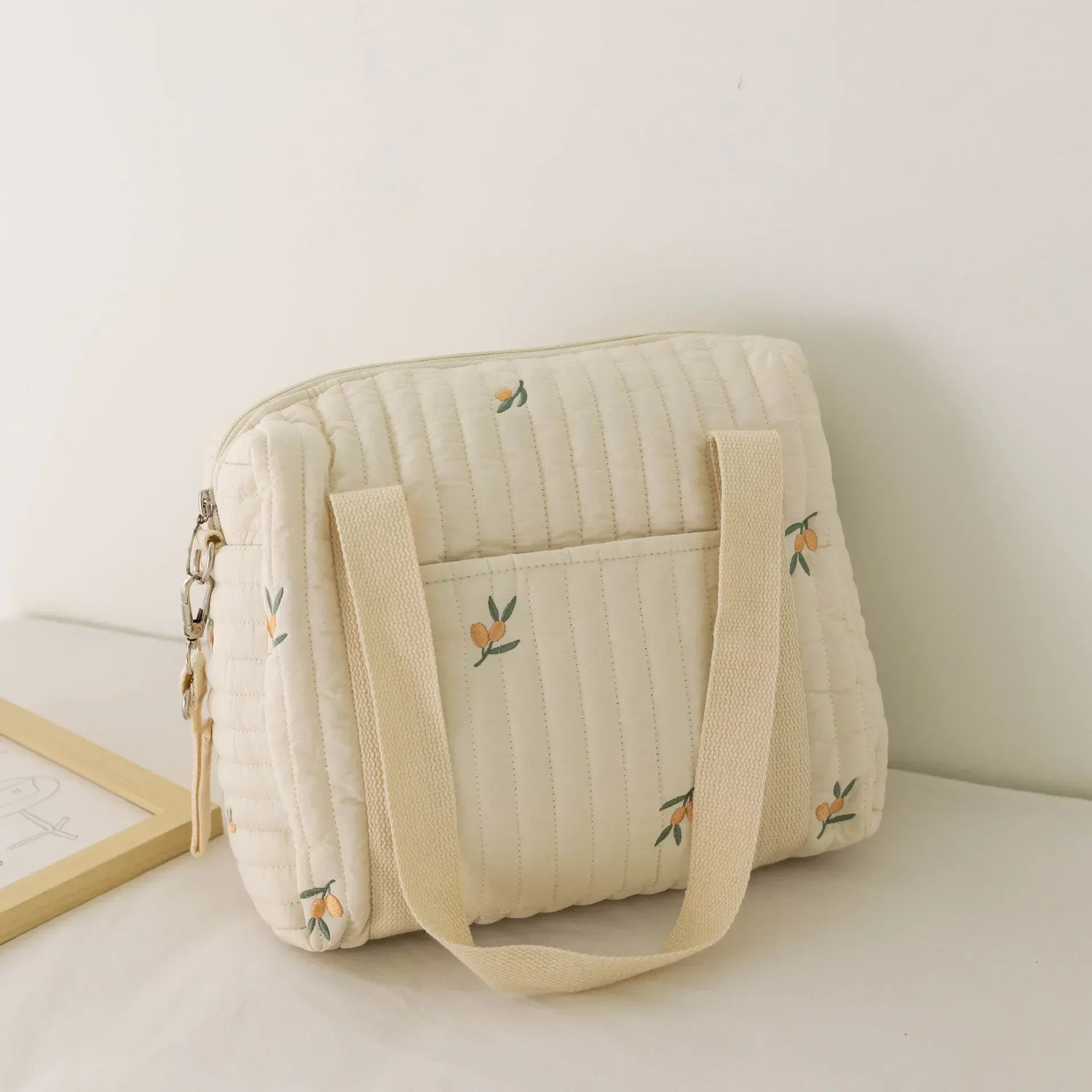 Cute Bear Baby Stroller Nappy Bag Korea Embroidery Cotton Mommy Bag Soft Maternity Shoulder Pack Portable Baby Diaper Organizer