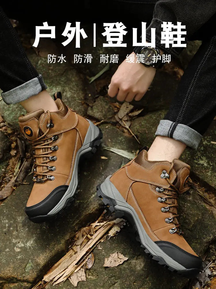 RAN Cow Leather Hiking Boots Men For men Outdoor Sport Walking Sneakers trekking Snow Shoes women Climbing Mountain Hunting boot