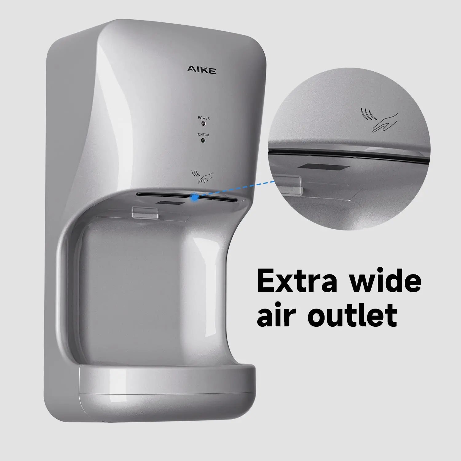 AIKE Automatic Hands Dryer with Drip Tray Wall Mounted High Speed Drying Machine 10-15s Quick Dry Hands Model AK2632 1400-1650W Secondary image