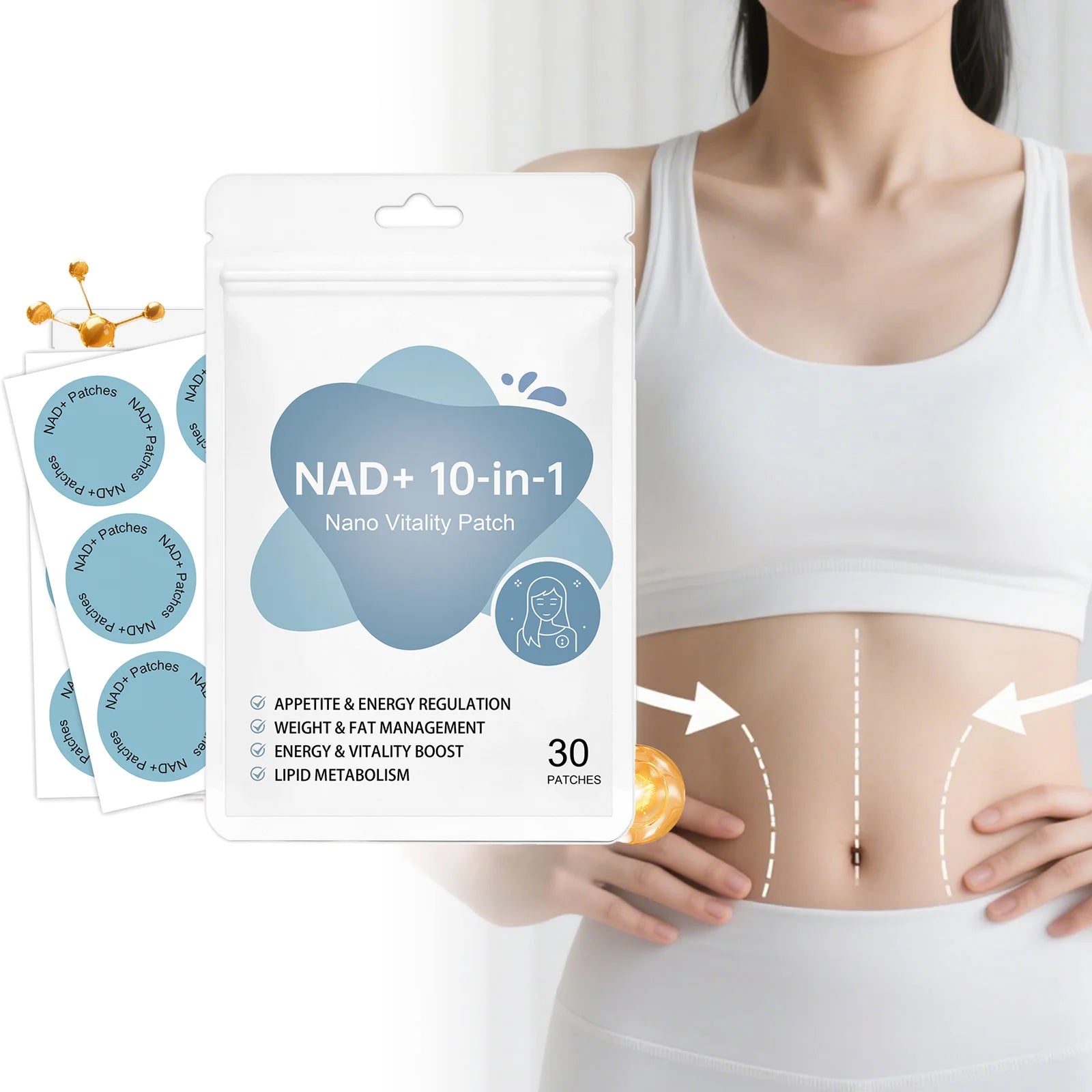 NAD Supplement Patches Enhance Cellular Energy Immune Support Rejuvenating Skin Lasting Slimming NAD+ Boosting Transdermal Patch Ürün ana görseli