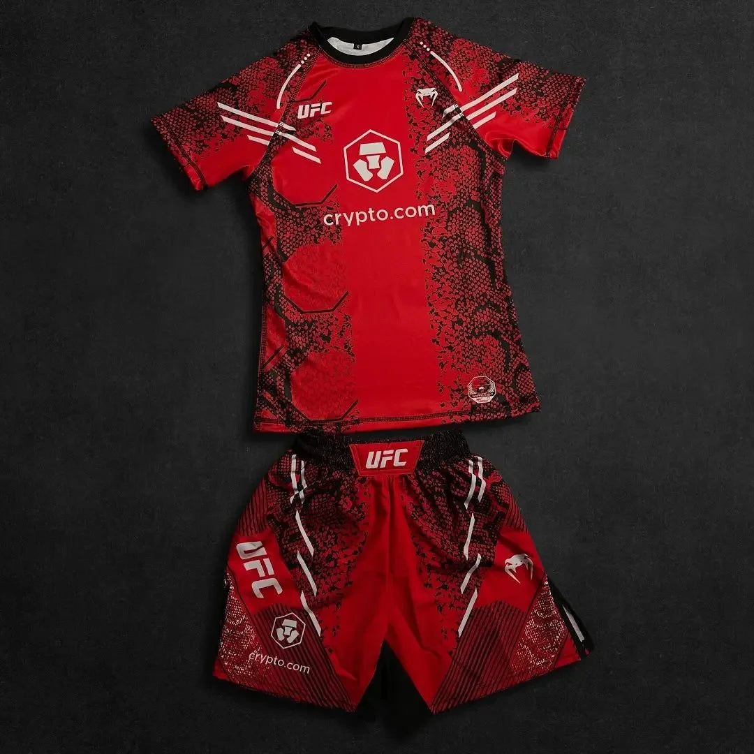 UFC New Octagonal Cage Fighting Night Men's and Children's MMA Loose Breathable Speed Drying Boxing Training Sports Set Ürün ana görseli