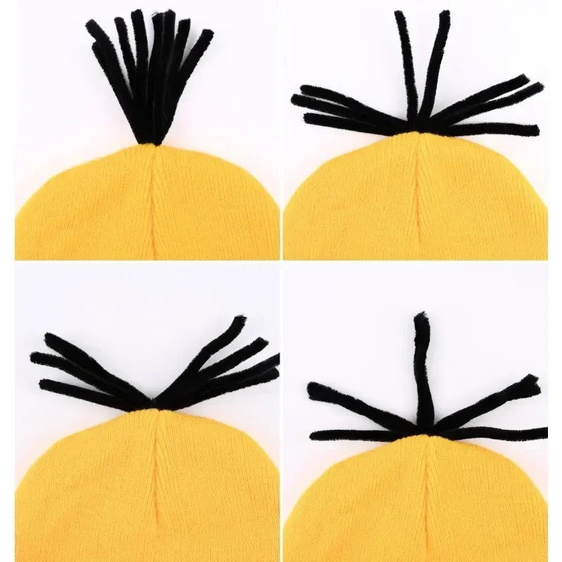 Disfraz disguise Funny Halloween Costume Accessories Adult,Goggles Glasses/Yellow Beanie/Gloves for Men Women Cosplay Party Set