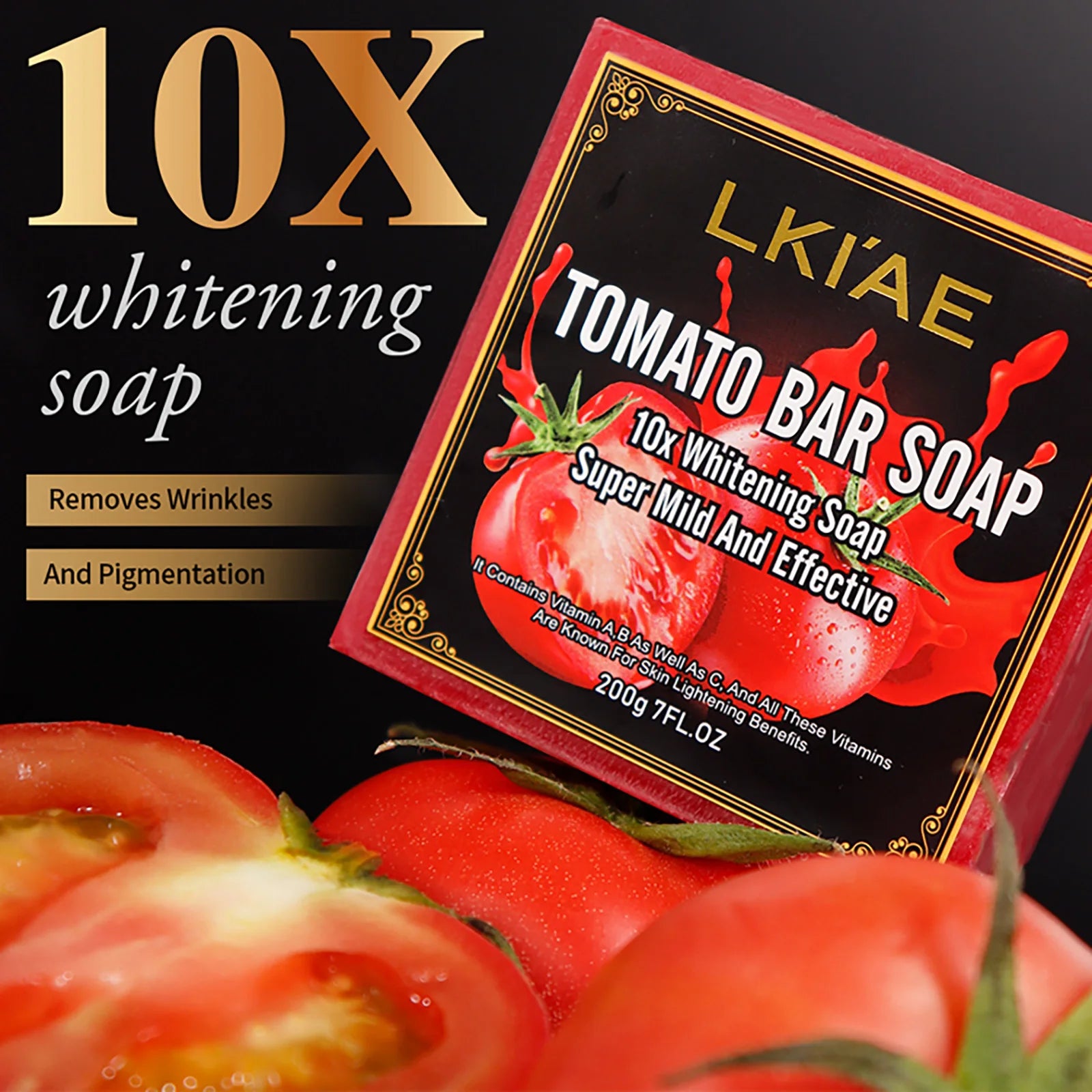 AILKE Organic Tomato Soap Bar, Lightening Skin, Deeply Clean, Exfoliate, Remove Dark Spots, Moisturizing, For Face, Body, 200g Ürün ana görseli