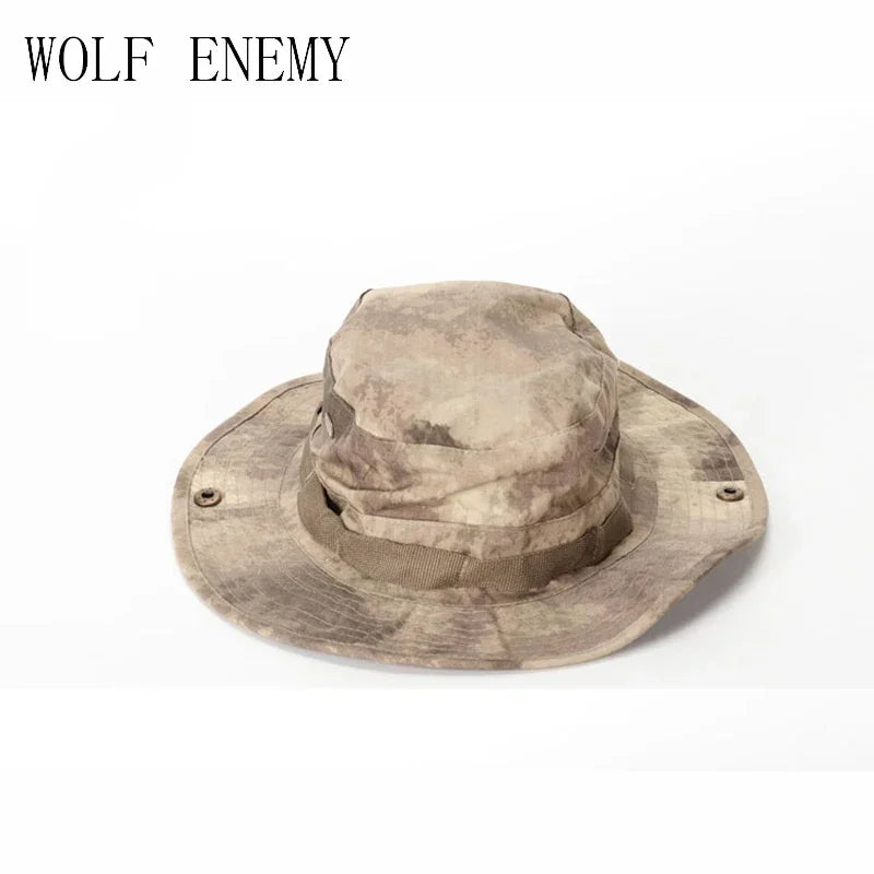 Multicam Tactical Fisherman Hats Foldable Outdoors Sniper Camouflage Fishing Cap Outdoor UV Sunscreen Panama Hunting Bucket Hat