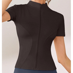 Slim Fit Short Sleeve Yoga Shirt Women's Stand Collar Zipper Jacket High End Running Sport Fitness Top