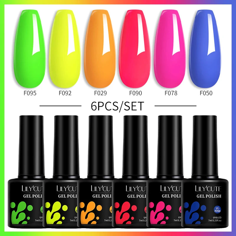 LILYCUTE Nail Gel Polish Set Pink Green Spring DIY Nail Art Design Long Lasting Soak Off UV Gel Manicure Painting Gel Vernis Kit